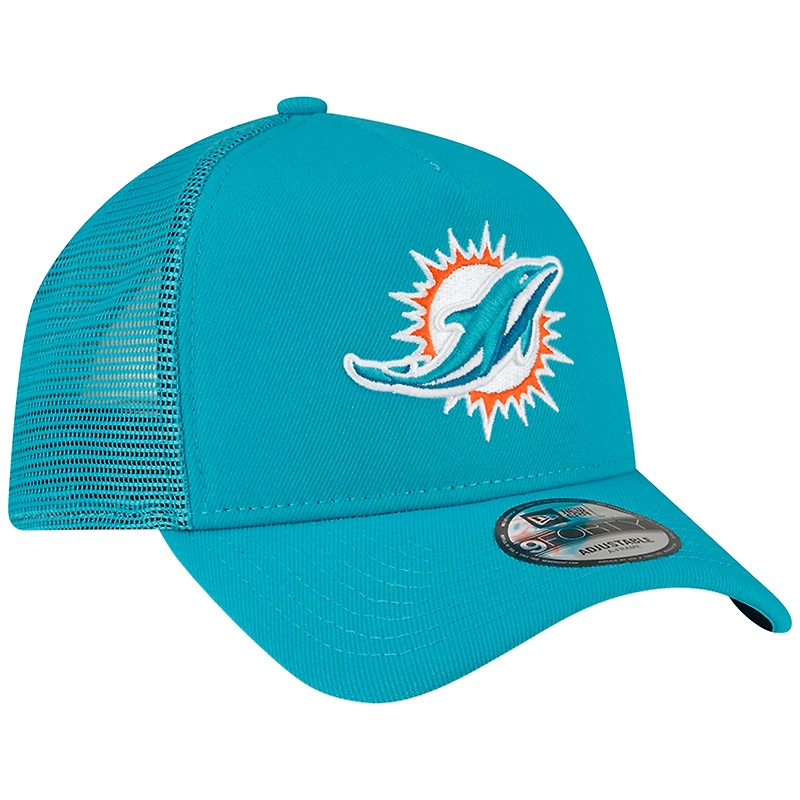 Men's New Era Aqua Miami Dolphins  A-Frame Trucker 9FORTY Adjustable Hat