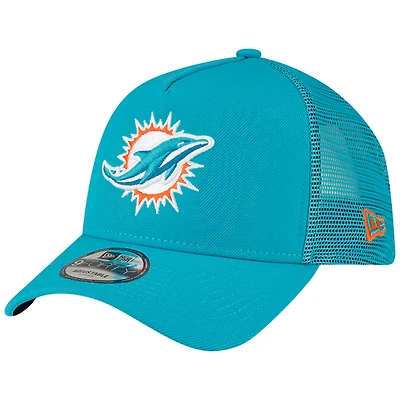 Casquette ajustable 9FORTY New Era Aqua Miami Dolphins A-Frame Trucker pour homme