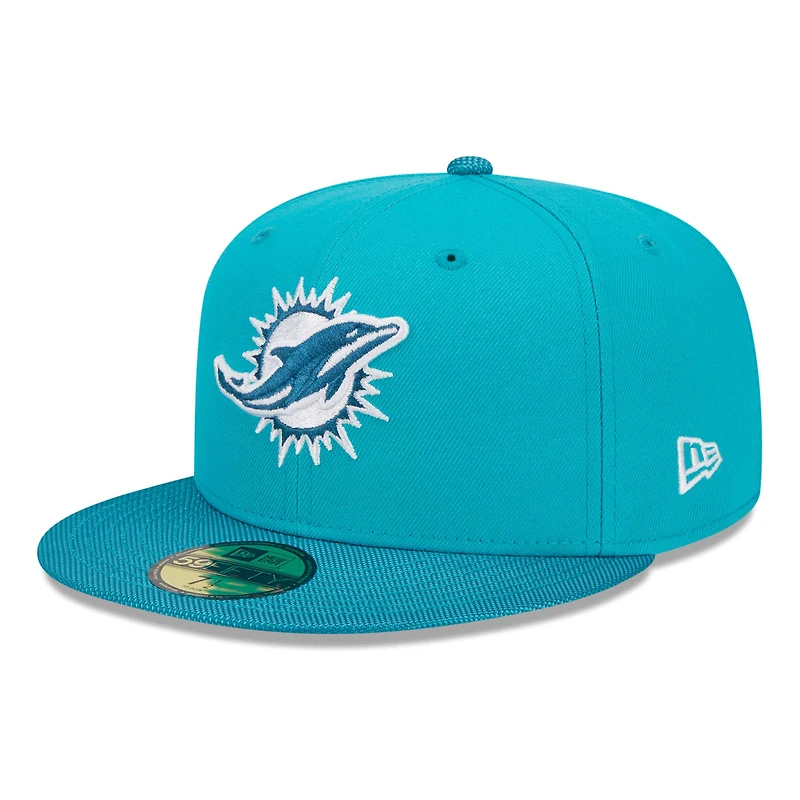 Casquette ajustée Active Ballistic 59FIFTY Aqua Miami Dolphins New Era pour hommes