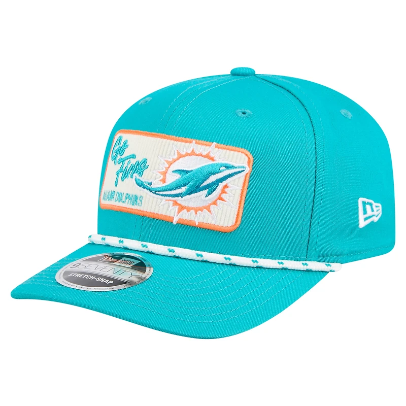 Casquette extensible à pression Chant 9SEVENTY Aqua Miami Dolphins New Era pour homme