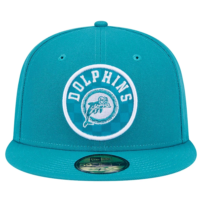 Casquette ajustée à carreaux 59FIFTY des Dolphins de Miami New Era pour homme