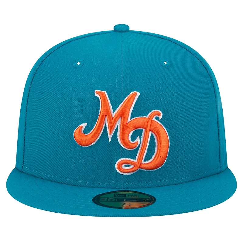 Casquette ajustée 59FIFTY Aqua Miami Dolphins City Originals New Era pour hommes