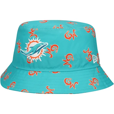 Men's New Era Aqua Miami Dolphins City Originals Bucket Hat