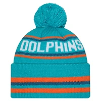 Bonnet à revers classique pour homme New Era Aqua Miami Dolphins avec pompon