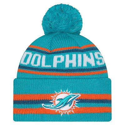 Men's New Era  Aqua Miami Dolphins Classic Cuffed Knit Hat with Pom