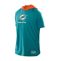 Men's New Era  Aqua Miami Dolphins Combine Authentic Hooded Raglan Short-Sleeve T-Shirt