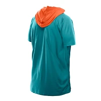 T-shirt à capuche et manches courtes raglan authentique des Dolphins de Miami New Era pour homme