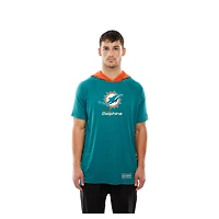 Men's New Era  Aqua Miami Dolphins Combine Authentic Hooded Raglan Short-Sleeve T-Shirt