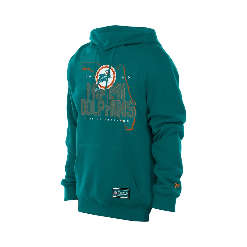 Sweat à capuche rétro authentique New Era Aqua Miami Dolphins Combine pour homme