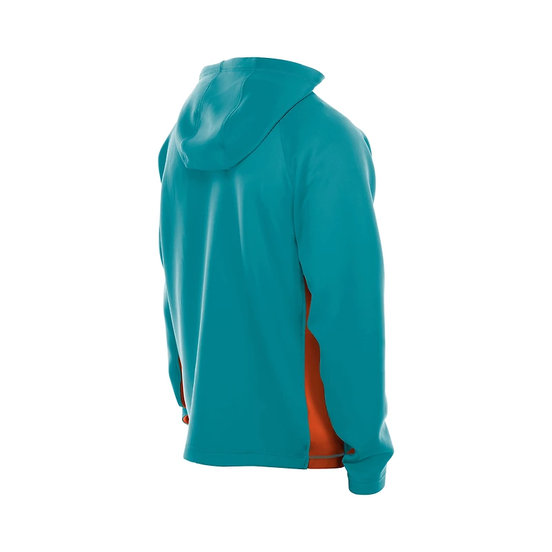 Sweat à capuche zippé intégral New Era Aqua Miami Dolphins Combine Authentic Raglan Scuba pour homme