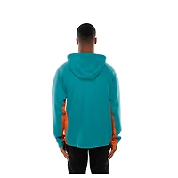 Men's New Era  Aqua Miami Dolphins Combine Authentic Raglan Scuba Full-Zip Hoodie
