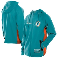 Sweat à capuche zippé intégral New Era Aqua Miami Dolphins Combine Authentic Raglan Scuba pour homme