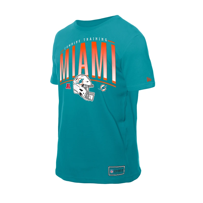 T-shirt d'entraînement authentique New Era Aqua Miami Dolphins Combine pour homme