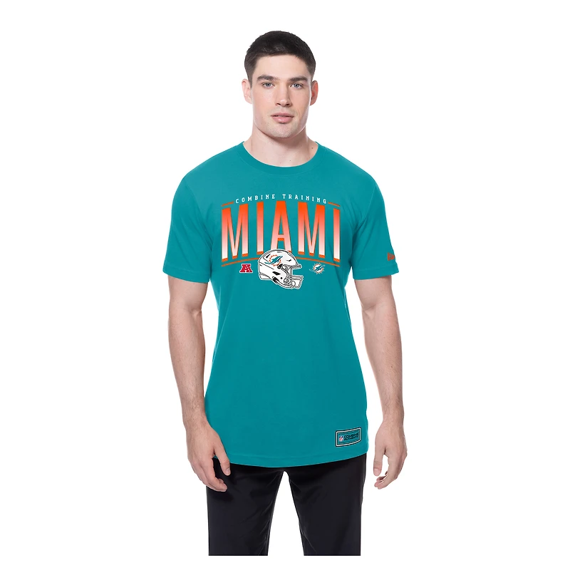 Men's New Era  Aqua Miami Dolphins Combine Authentic Training Throwback T-Shirt