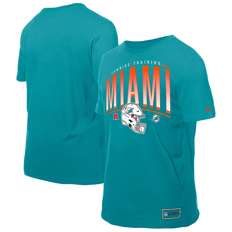 T-shirt d'entraînement authentique New Era Aqua Miami Dolphins Combine pour homme
