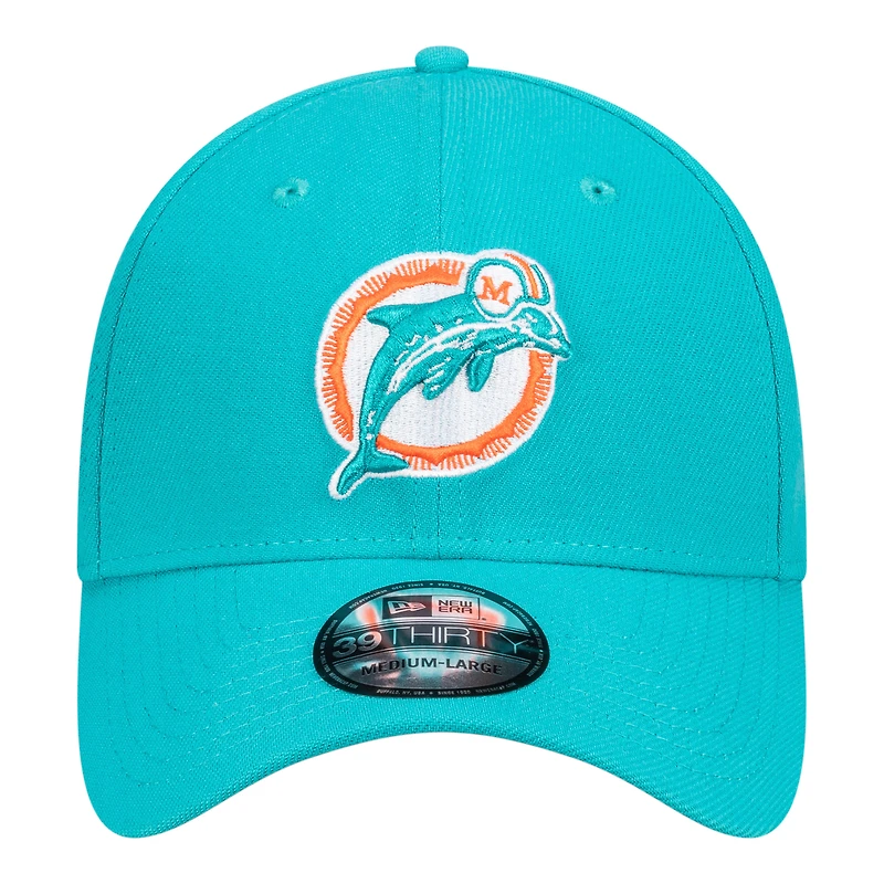Casquette New Era Aqua Miami Dolphins Core Team 39THIRTY Flex pour homme