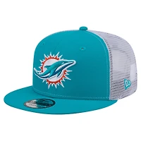 Men's New Era Aqua Miami Dolphins Core Team 9FIFTY Trucker Snapback Hat