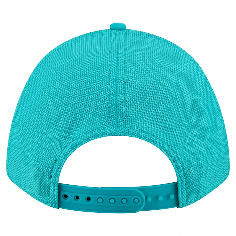Casquette trucker ajustable New Era Aqua Miami Dolphins Floral 9FORTY M-Crown pour homme