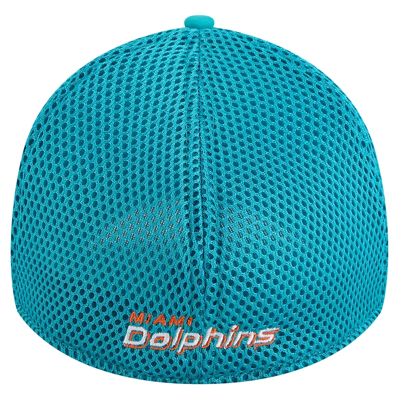 Men's New Era Aqua Miami Dolphins Game Day Linear 39THIRTY Flex Hat