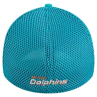 Men's New Era  Aqua Miami Dolphins Game Day Linear 39THIRTY Flex Hat