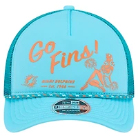Men's New Era Aqua Miami Dolphins Gas Station 9FORTY A-Frame M-Crown Adjustable Trucker Hat
