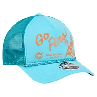 Casquette camionneur ajustable New Era Aqua Miami Dolphins Gas Station 9FORTY A-Frame M-Crown pour homme