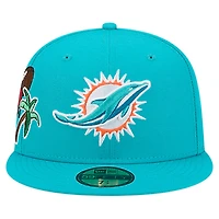 Casquette ajustée 59FIFTY pour homme New Era Aqua Miami Dolphins Group Chat
