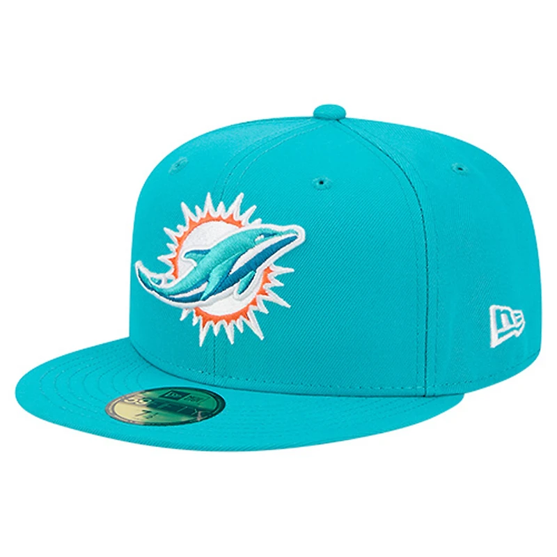 Men's New Era  Aqua Miami Dolphins Group Chat 59FIFTY Fitted Hat