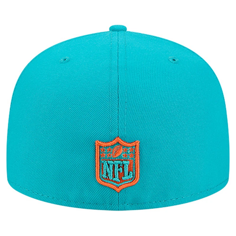 Casquette ajustée 59FIFTY pour homme New Era Aqua Miami Dolphins Group Chat