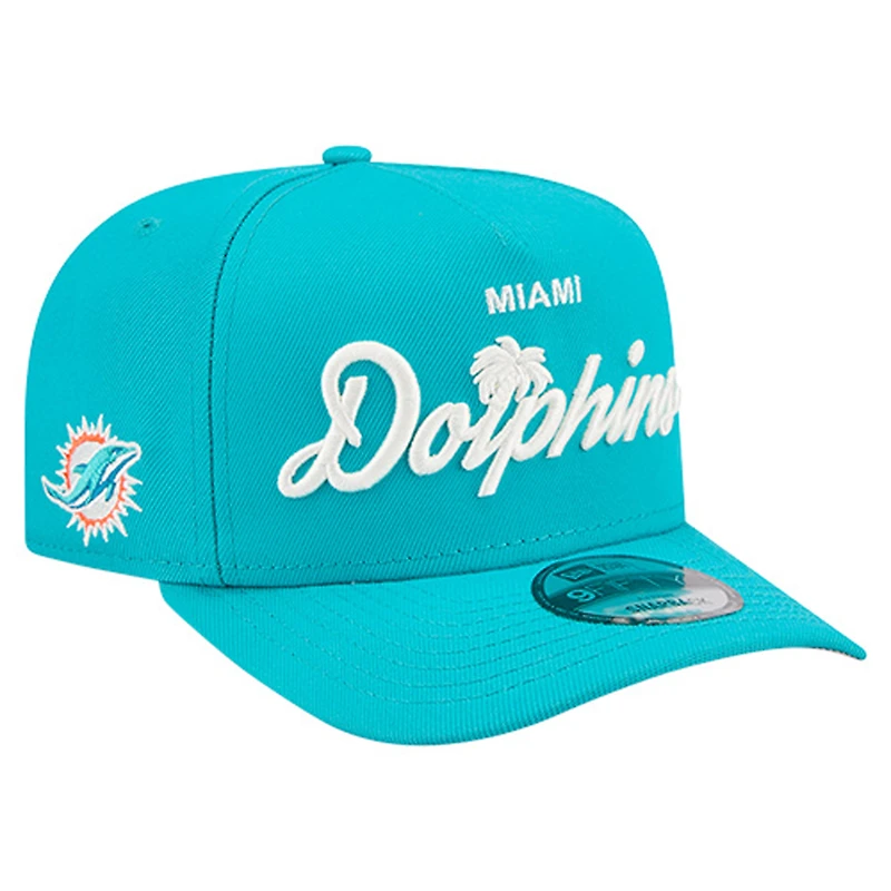 Casquette snapback A-Frame 9FIFTY pour homme New Era Aqua Miami Dolphins Local Play