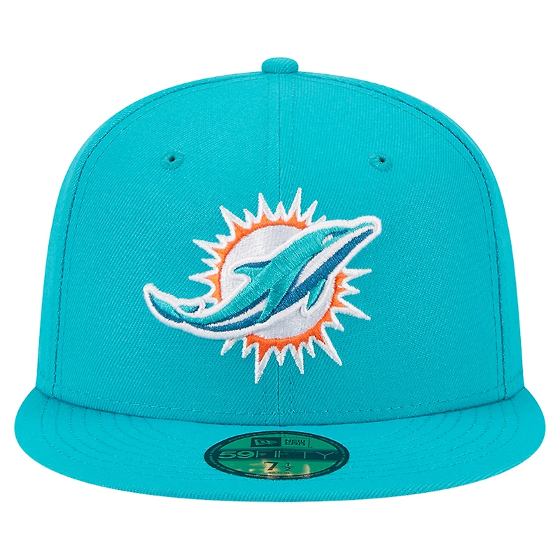 Casquette ajustée 59FIFTY Main des Dolphins de Miami Aqua New Era pour homme