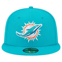 Casquette ajustée 59FIFTY Main des Dolphins de Miami Aqua New Era pour homme