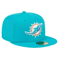 Casquette ajustée 59FIFTY Main des Dolphins de Miami Aqua New Era pour homme