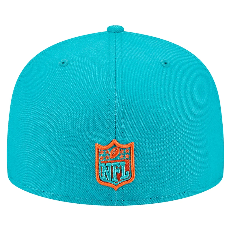 Casquette ajustée 59FIFTY Main des Dolphins de Miami Aqua New Era pour homme