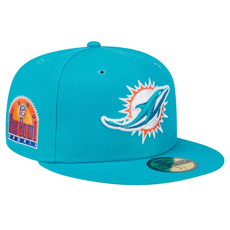 Men's New Era Aqua Miami Dolphins  Main Patch 59FIFTY Fitted Hat