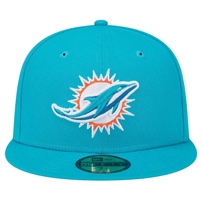 Casquette ajustée 59FIFTY Miami Dolphins New Era Aqua pour homme