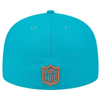 Men's New Era Aqua Miami Dolphins  Main Patch 59FIFTY Fitted Hat