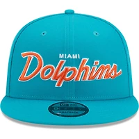 Casquette New Era Aqua Miami Dolphins Main Script 9FIFTY Snapback pour homme
