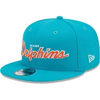 Casquette New Era Aqua Miami Dolphins Main Script 9FIFTY Snapback pour homme