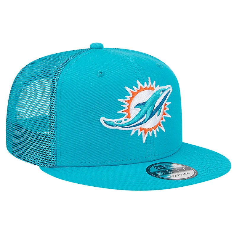 Men's New Era Aqua Miami Dolphins Main Trucker 9FIFTY Snapback Hat