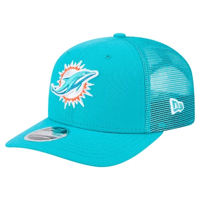 Casquette New Era Aqua Miami Dolphins Main Trucker 9SEVENTY extensible à boutons-pression pour homme