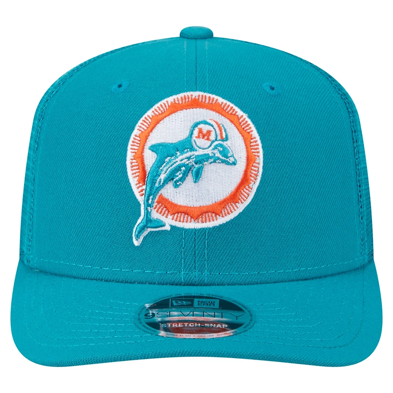 Men's New Era Aqua Miami Dolphins Main Trucker 9SEVENTY Stretch-Snap Hat