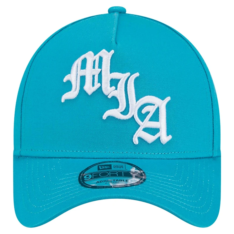 Casquette ajustable Mystic 9FORTY A-Frame pour homme New Era Aqua Miami Dolphins