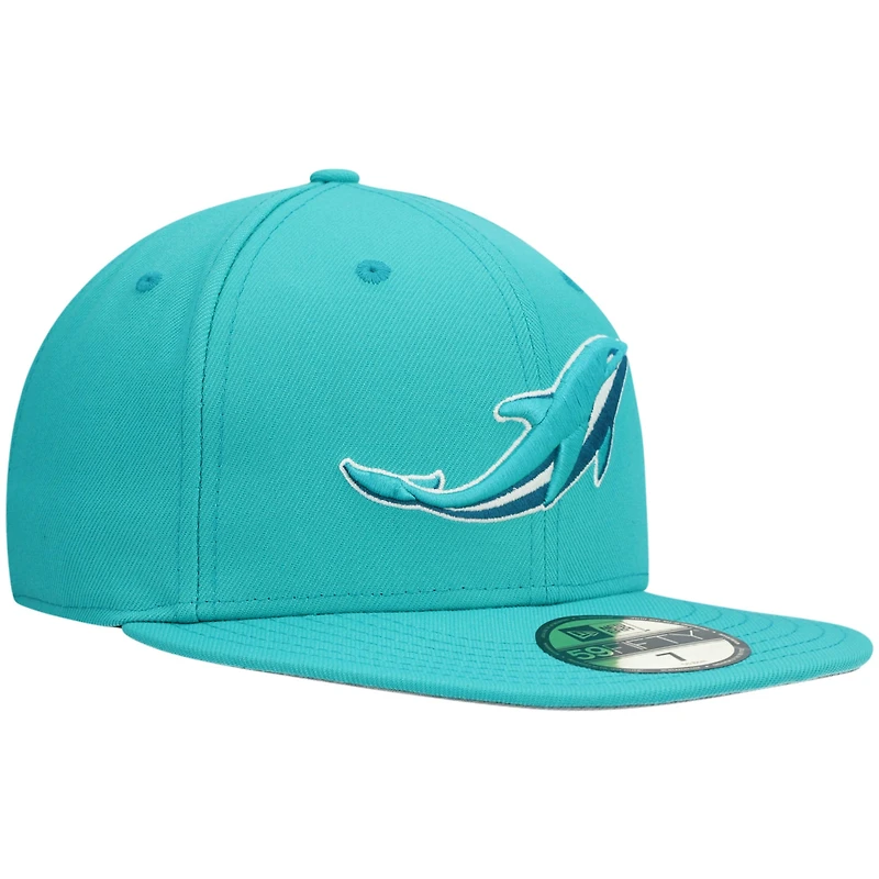 Men's New Era Aqua Miami Dolphins Omaha 59FIFTY Fitted Hat