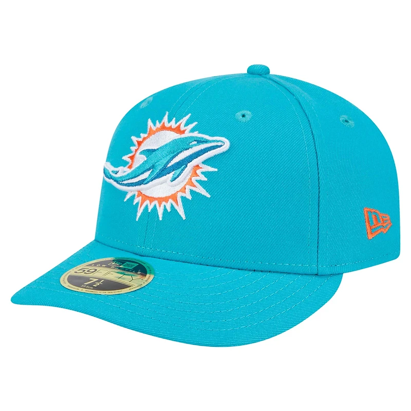 Casquette ajustée à profil bas 59FIFTY des Dolphins de Miami Omaha New Era pour homme
