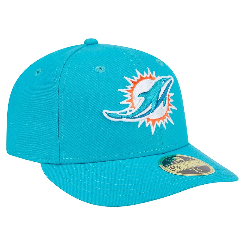 Casquette ajustée à profil bas 59FIFTY des Dolphins de Miami Omaha New Era pour homme