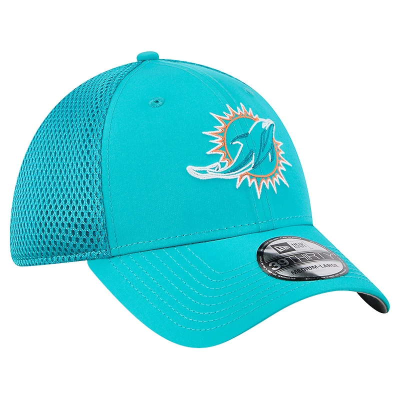 Casquette New Era Aqua Miami Dolphins Outline 39THIRTY Flex pour homme