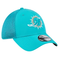 Casquette New Era Aqua Miami Dolphins Outline 39THIRTY Flex pour homme