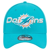 Casquette extensible New Era Aqua Miami Dolphins 39THIRTY pour homme avec logo superposé
