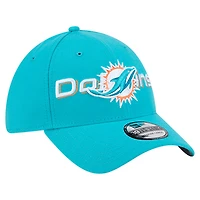 Casquette extensible New Era Aqua Miami Dolphins 39THIRTY pour homme avec logo superposé